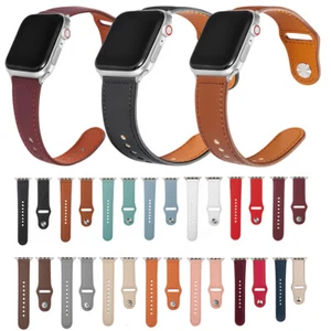 Do Apple Watch Skórzany pasek iWatch Band Series 9 8 7 6 5 4 3 SE 38 40 42 44 mm - Zdjęcie 1 z 26