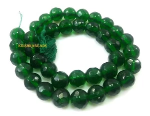 Perline pietra preziosa cromata colore diopside sfaccettata rotonda 9-10 mm 13" pollici 1 filo - Foto 1 di 5