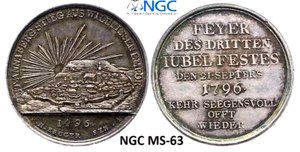 NGC MS-63 Saxony 1796 Medal Unc Silver Annaberg City View Germany - Picture 1 of 11