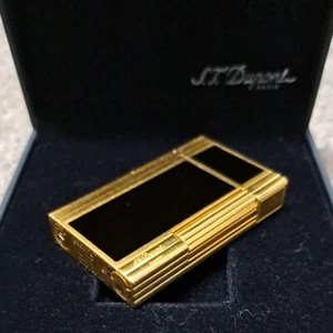 Overhauled S.T. Dupont Gas Lighter Line2 black gold without box - Picture 1 of 12