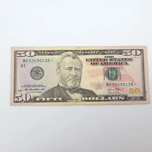 2013 Fifty Dollar $50 Bill Federal Reserve Star Note Boston Paper Money - Picture 1 of 8