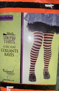 Kids Orange And Black Striped Stockings Up To 65 Lbs Witch Tights - Picture 1 of 2