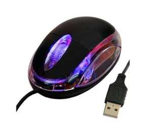 COMPUTER WIRED MOUSE OPTICAL PC LAPTOP GAMES TV Box SCROLL WHEEL BLACK USB LED - Picture 1 of 6