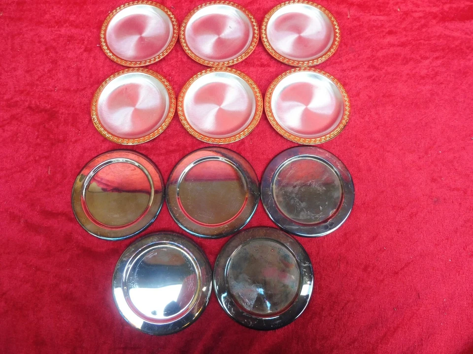 11 Bella, vecchio Sottobicchieri,Metallo Argentato,Sottobicchiere - Immagine 1 di 4