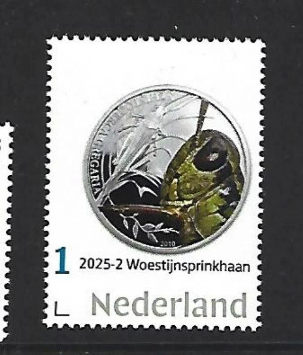 Netherlands 2025-3  insects:   Coin on stamp Desert locust   mnh G - Image 1 of 1