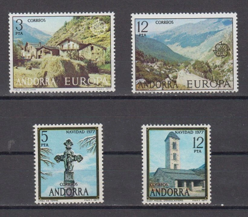 SPANISH ANDORRA 1977 COMPLETE YEAR SET WITH ALL THE STAMPS MINT MNH - Image 1 of 1