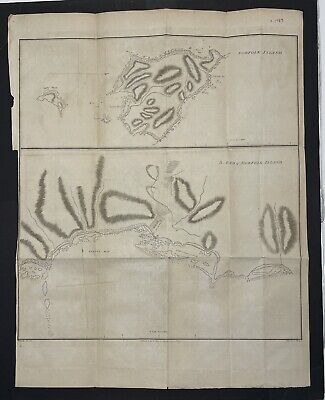 1789 Antique Maps (2) Norfolk Island & South End By W.N.Chapman Pub J. Stockdale • 160$