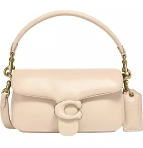 Coach Borsa a Tracolla in Pelle Avorio Chiusura C Cuscino Tabby 18, Beige Tracolla - Foto 1 di 4