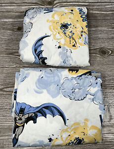 Pottery Barn Kids Batman Full Sheet Set DC Comics Fabric Material Flat & Fitted