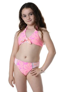 Hobie L29274 Girls Pink Honolulu Honey Reversible Halter Swim Set Size 12 - Picture 1 of 4