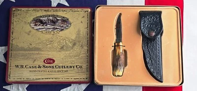 CASE XX CUTLERY CO USA BURNT STAG #524-3 1/4 FIXED BLADE DEER HUNTER KNIFE NIT - Image 1 of 4