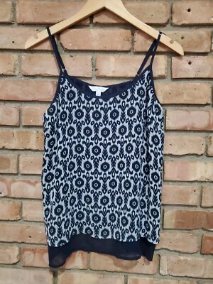 Charming Charlie Spaghetti Strap Tank Top Size Large Blue And White Print - Image 1 of 4