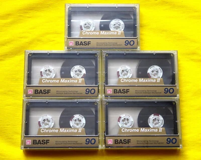 5x BASF Chrome Maxima II 90 Cassette Tapes 1991 + OVP + SEALED + in Klarfolie + - Image 1 of 2