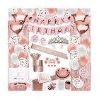 225 PC Rose Gold Birthday Party Decorations Balloons Plates Napkins Cups Straws