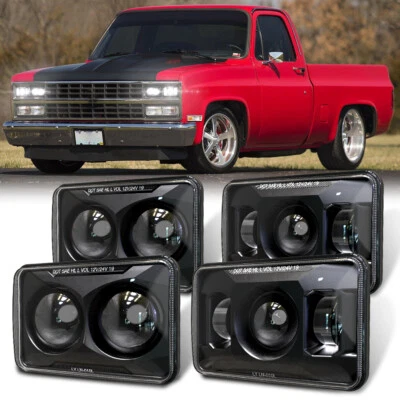4 faros LED 4X6" 4652 lámpara de haz alto + bajo para Chevy C10 C20 C30 1981-1986 Foto 1 de 4