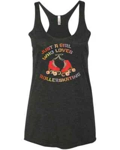 Just A Girl Who Loves Rollerskating Vintage Roller Skating Racer Tank Top - Picture 1 of 4
