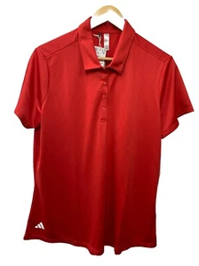 adidas Women's Solid Performance Short Sleeve Polo Shirt Size XL Collared Red - Picture 1 of 7