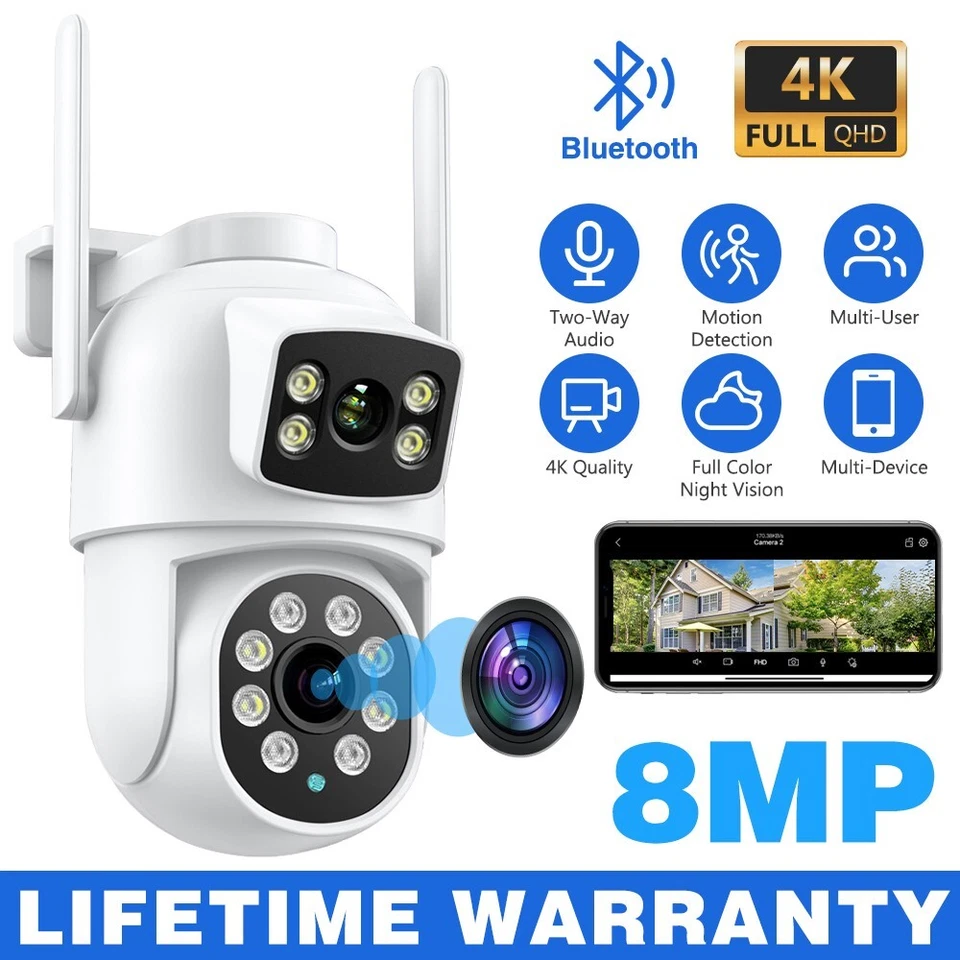 8MP Wireless IP Kamera WIFI Outdoor CCTV PTZ Smart Home Sicherheit IR Cam IP66 4K - Bild 1 von 4