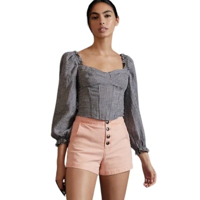 Pantalones Cortos Anthropologie Pilcro Pierna Ancha Marinero Coral Rosa Claro Con Cordones Talla 29 Foto 1 de 4