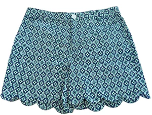Crown & Ivy Blue and Green Scalloped Hem Shorts Girls Size 16 Adjustable - Picture 1 of 12