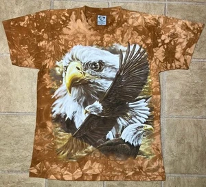Vintage Back To Earth Tie Dye Bald Eagle Graphic T-Shirt Mens Medium USA - Picture 1 of 10