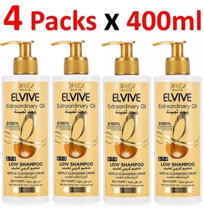 4X L'Oréal Paris Elvive Extraordinary Oil Low Shampoo No Foam For Dry Hair 400ml - Picture 1 of 4