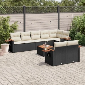 vidaXL 9-tlg. Garten-Sofagarnitur mit Kissen Schwarz Poly Rattan - Bild 1 von 3