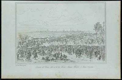 1845 - Entrée de Louis XIV à Arras - Gravure ancienne - Guerre de Dévolution - Photo 1/4