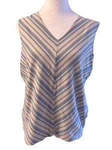 Apostrophe Women's Sleeveless Blue Striped Sleeveless V Neck Tank Top Size Large - Bild 1 von 4
