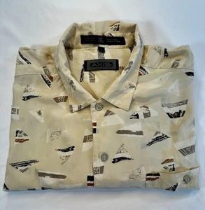 Camisa ligera de verano con botones de seda manga corta Axis para hombre grande beige - Imagen 1 de 10