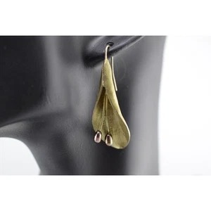 Seltene Vintage Michael Michaud Calla Lilie Draht Perlen Ohrringe - Bild 1 von 3