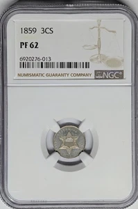 1859 Pf62 Proof Three Cent Silver Trime - Picture 1 of 2