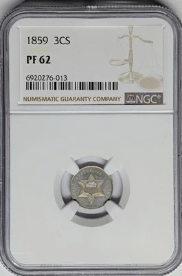1859 Pf62 Proof Three Cent Silver Trime - Image 1 of 2
