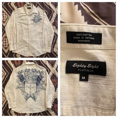 Vintage Y2K Eighty Eight Platinum Button Up Shirt Tribal Affliction Style Medium - Image 1 of 4