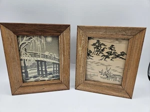 PAR DE IMPRESIONES ENMARCADAS VINTAGE PRODUCTO LAMBERT 4”x 5” Nº 1000, hechas en EE. UU. Arte Asiático - Imagen 1 de 9