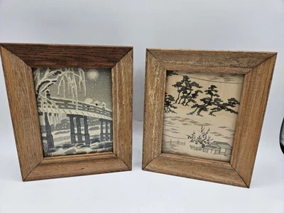 PAIR VINTAGE LAMBERT PRODUCT  4”x 5”FRAMED PRINTS NO 1000, MADE IN USA Asian Art - Image 1 of 4