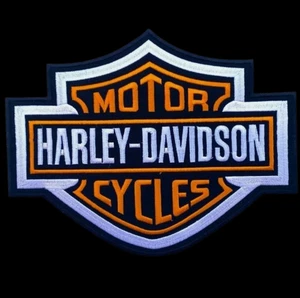 Harley‑Davidson 9.25″ Black & Orange Bar & Shield Embroidered Iron‑On Patch - Picture 1 of 2