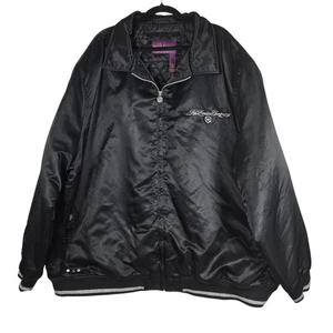 Rocawear Jacket Mens 6XL Black Satin Quilted Bomber Embroidered Big & Tall - Picture 1 of 15