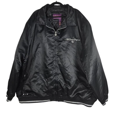 Rocawear Jacket Mens 6XL Black Satin Quilted Bomber Embroidered Big & Tall - Image 1 of 4