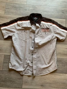 Harley Davidson Shirt Mens L Black Button Up Biker Motorcycle Logo - Picture 1 of 3