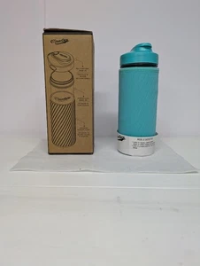 Masontops Mason Jar Hydration Kit Glass Bottle W/Neoprene Sleeve Turquoise NIB - Picture 1 of 6