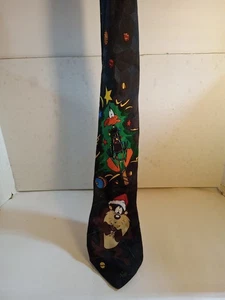 Vintage Looney Tunes Manis Taz & Daffy Duck Christmas Men's Necktie - Picture 1 of 4