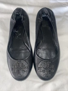 Tory Burch Black Leather Flats Women’s Size 9 Black - Picture 1 of 10