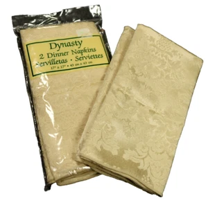 Dynasty Damast Dinner Servietten 4er Set Blumenmuster Elfenbein 17x17 Urlaub Ausgefallen - Bild 1 von 13