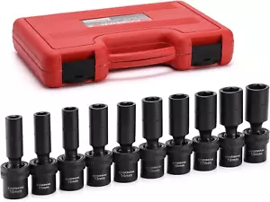 10-Piece 1/2" Drive Deep Metric Impact Socket Set 10-19mm - Picture 1 of 12