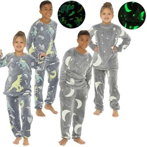 Pijamas de lana para niños que brillan en la oscuridad niños niñas PJ de 5 a 13 años - Imagen 1 de 13