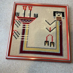 Colgante de pared de costura vintage enmarcado estilo nativo americano del suroeste - Imagen 1 de 9