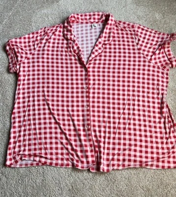 Camisa para dormir manga corta Nordstrom Red Gingham.  Talla 3X Foto 1 de 4