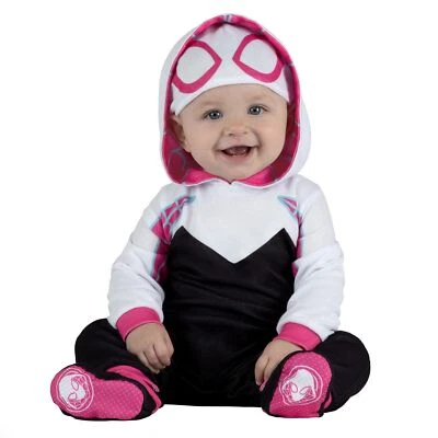 Spider Gwen Infant Costume Hooded Jumpsuit with Cap and Booties 12 18 Months - Image 1 of 4