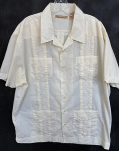 Havanera Co. Guayabera Shirt Mens XL Off White Polyester / Cotton - Picture 1 of 11